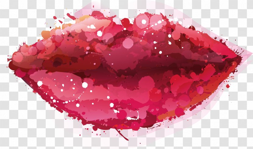 Watercolor Painting Lip Clip Art - Magenta - Kiss Transparent PNG