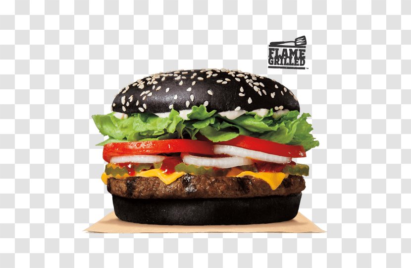 Hamburger Black Bun Whopper Fast Food Burger King - Sandwich Transparent PNG