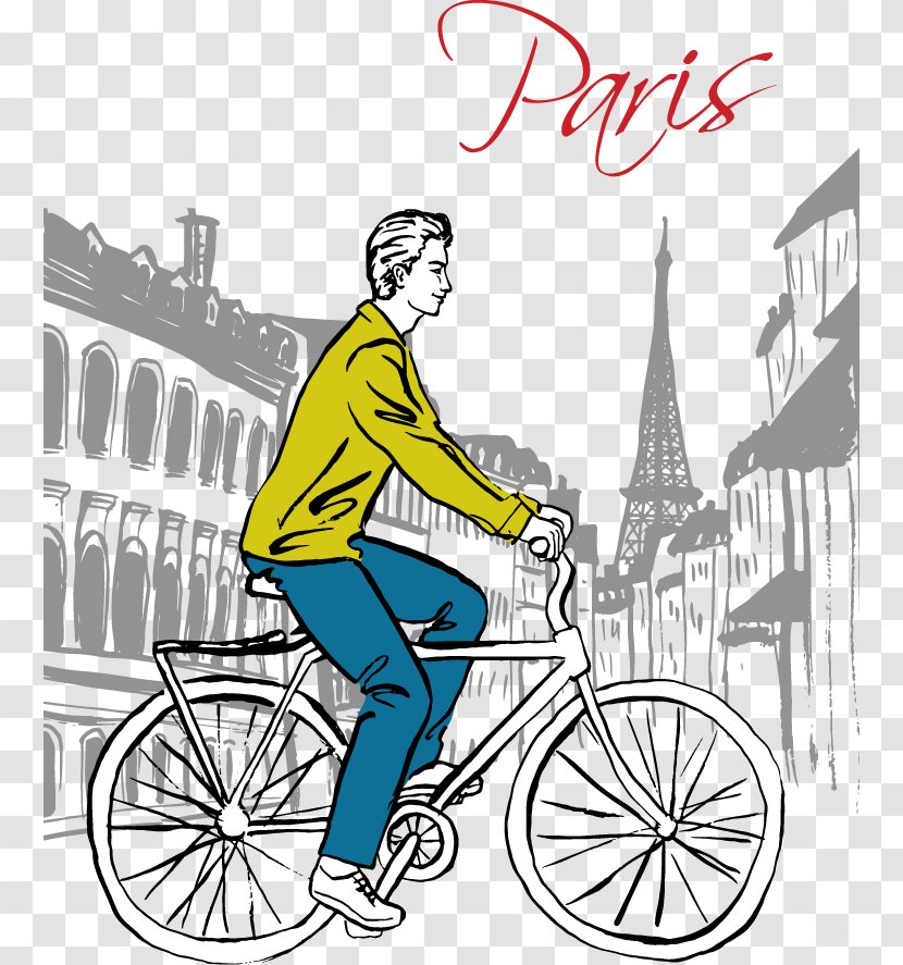 Scooter Drawing Driving Illustration - Bicycle Accessory - Hand-painted On The Streets And Handsome Bike Transparent PNG
