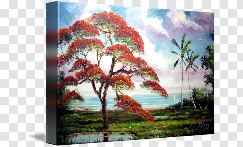 Painting Acrylic Paint Gallery Wrap Canvas - Royal Poinciana Transparent PNG
