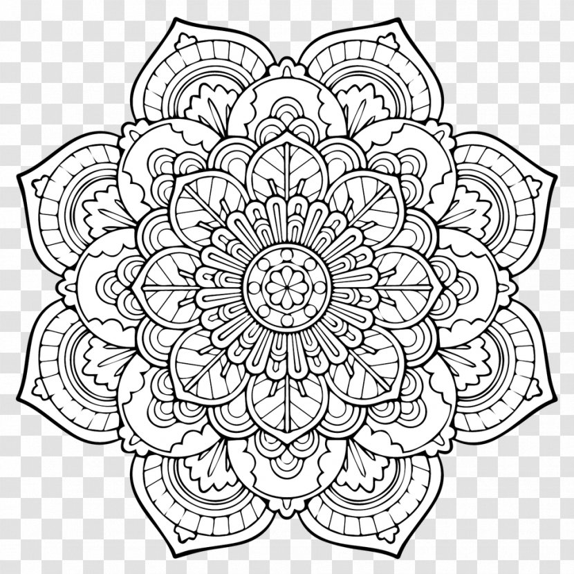 Mandala Coloring Book Buddhism Adult Child - Line Art Transparent PNG