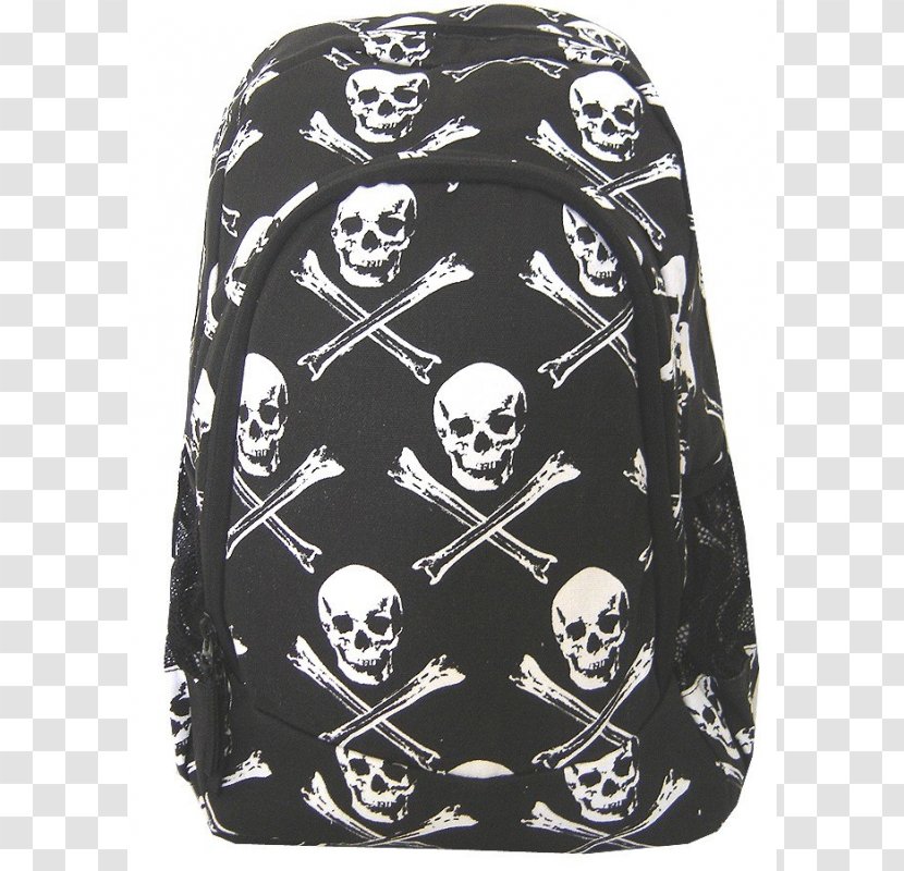 Backpack Bag Skull And Crossbones Canvas - Black White Transparent PNG