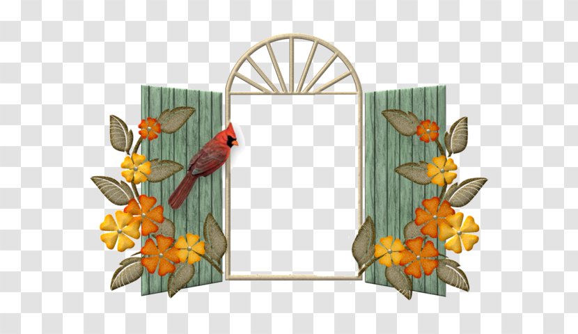 Window Cartoon Download - Windows Yellow Flowers Decoration Red Parrot Transparent PNG