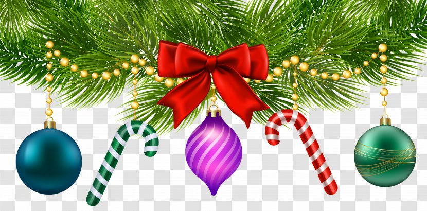 Christmas Tree Ornament Garland - Evergreen - Decoration Clip Art Image Transparent PNG