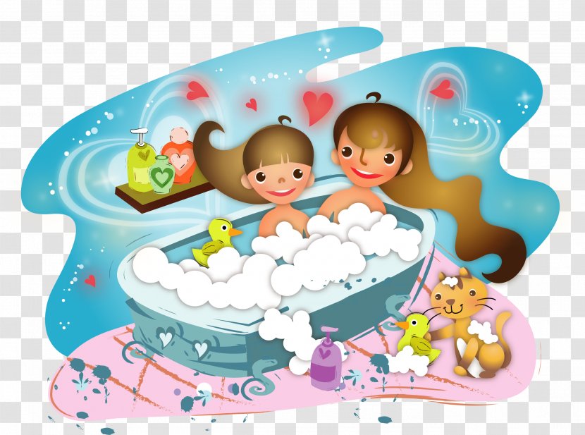 Bathing Illustration - Flower - Happy Bath Transparent PNG