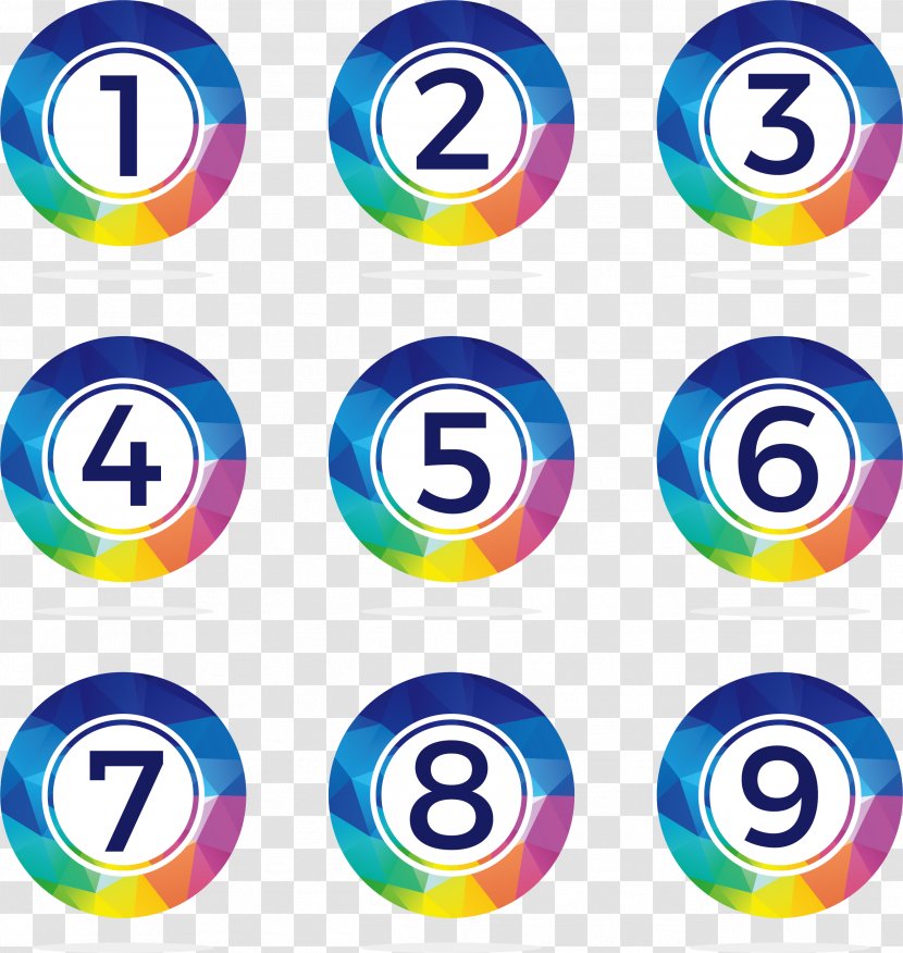 Euclidean Vector Number Icon - Technology - Color Low Polygon Numbers 1 To 9 Transparent PNG