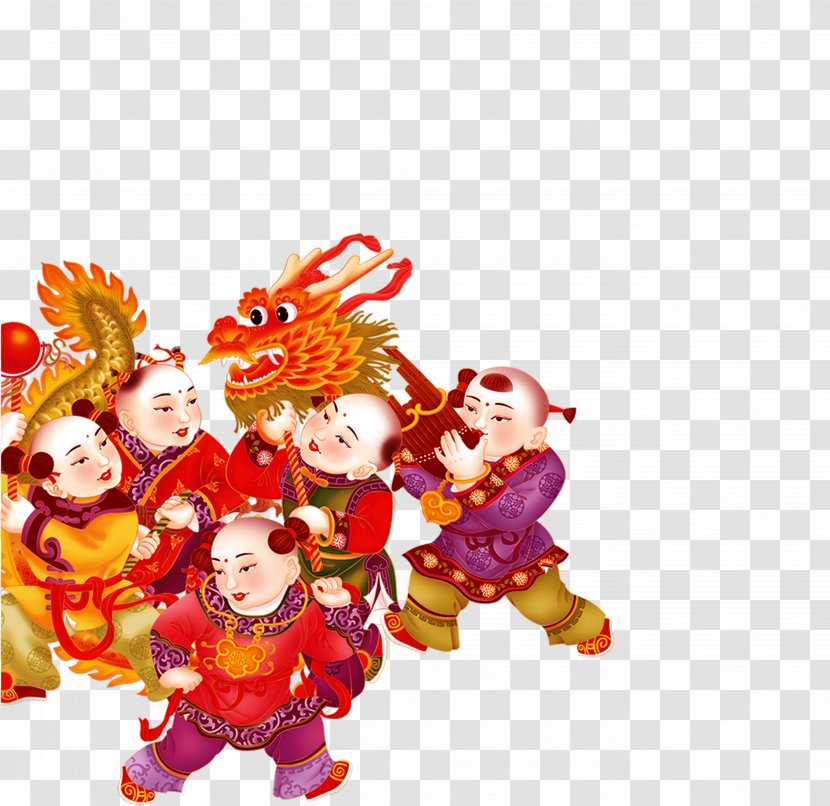 China Budaya Tionghoa Chinese Paper Cutting New Year Lantern Festival - Tradition - Dragon Child Element Transparent PNG