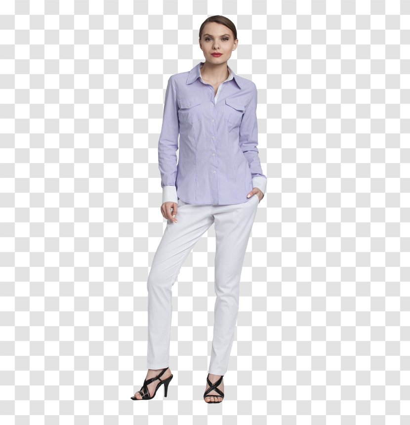 Blouse Blue Dress Shirt Collar - Fashion Model Transparent PNG