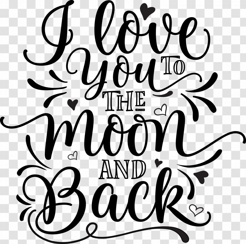 Valentines Day Background - Moon - Blackandwhite Calligraphy Transparent PNG
