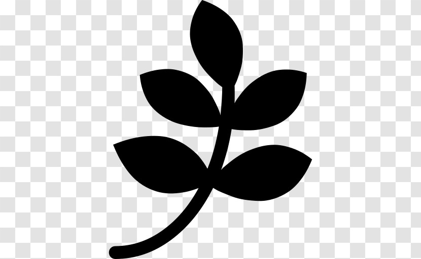 Leaf Plant Black-and-white Symbol Flower Transparent PNG