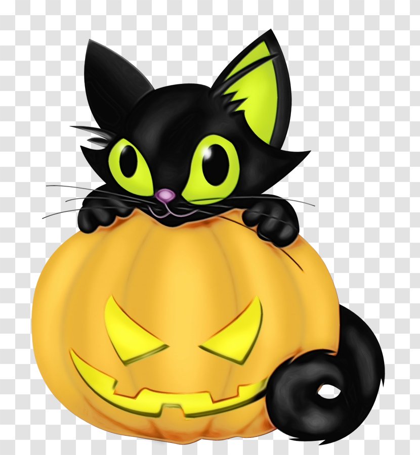Halloween Cat Drawing - Kitten Whiskers Transparent PNG