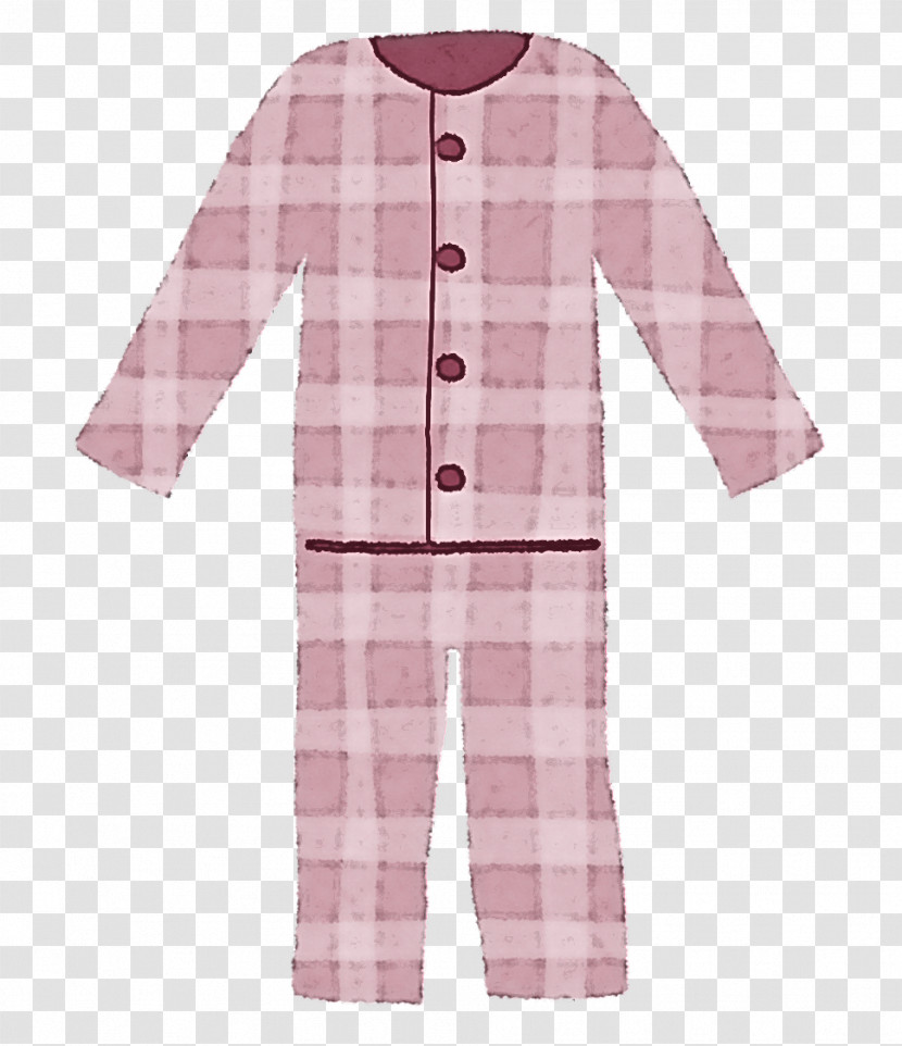 Clothing Pink Plaid Sleeve Pajamas Transparent PNG