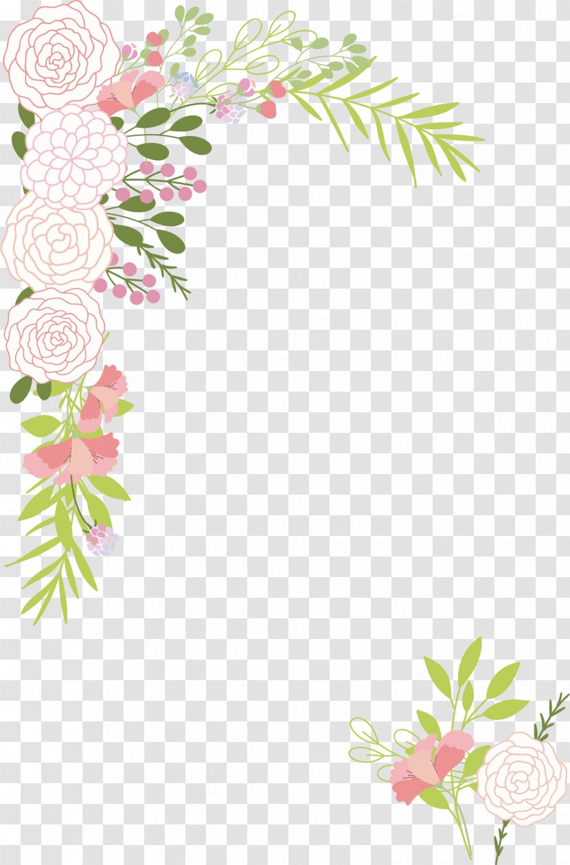 Wedding Invitation Download - Romantic Pink Camellia Border Transparent PNG