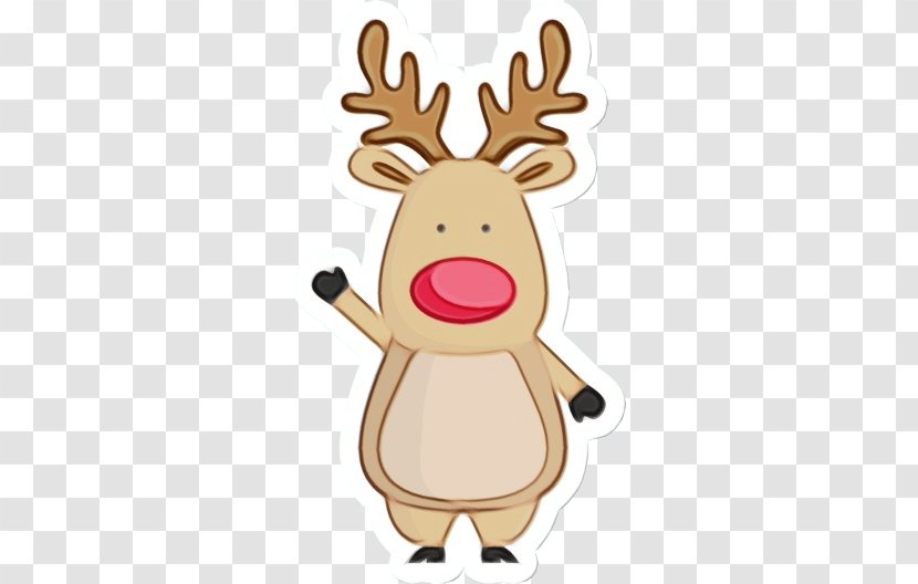 Santa Claus Cartoon - Clauss Reindeer - Fawn Sticker Transparent PNG