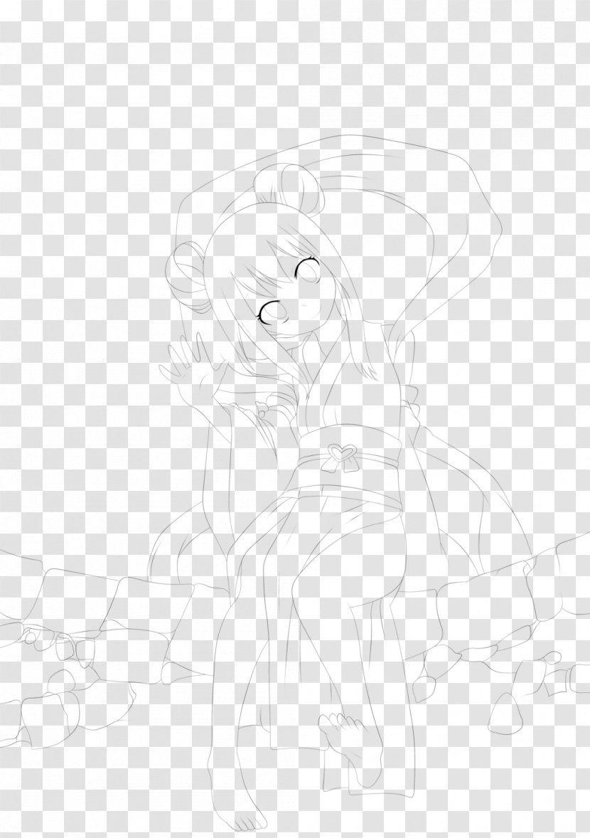 Wendy Marvell Black And White Line Art Juvia Lockser Sketch - Cartoon - Fairy Tail Transparent PNG