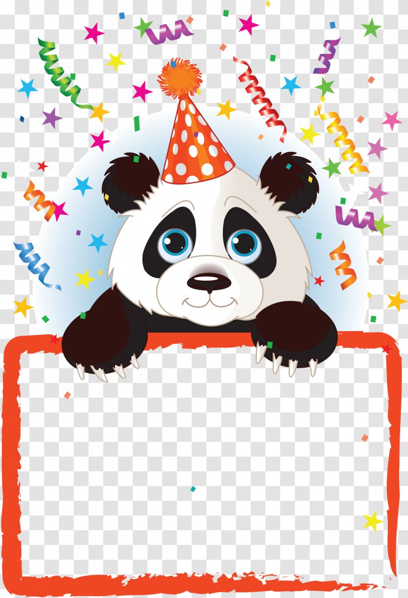 Giant Panda Birthday Bear Clip Art - Fictional Character - Invitation Transparent PNG