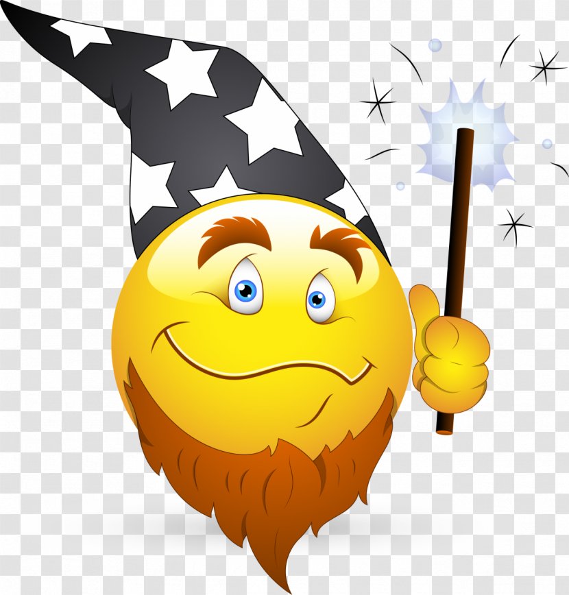 Emoticon Smiley Magician Clip Art - Yellow - Wizard Transparent PNG
