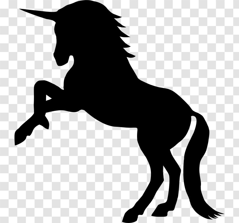 Horse Rearing Unicorn Silhouette Clip Art - Mane Transparent PNG