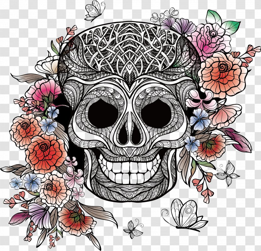 La Calavera Catrina Skull Day Of The Dead - Bone - Vector Head Transparent PNG