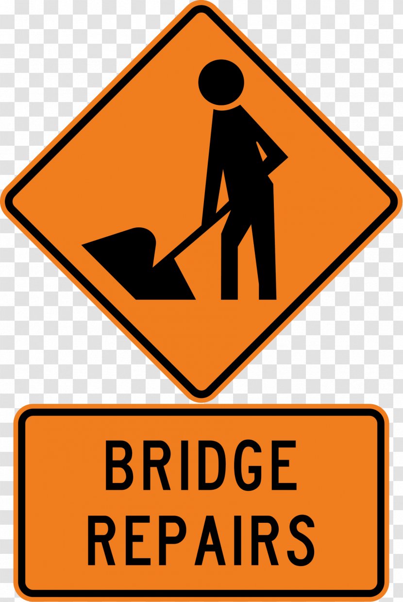 Traffic Sign Roadworks Signage Clip Art - Bridge Road Transparent PNG