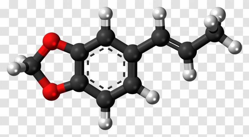 MDMA Molecule Isosafrole Ball-and-stick Model - Myristicin - Safrole Transparent PNG