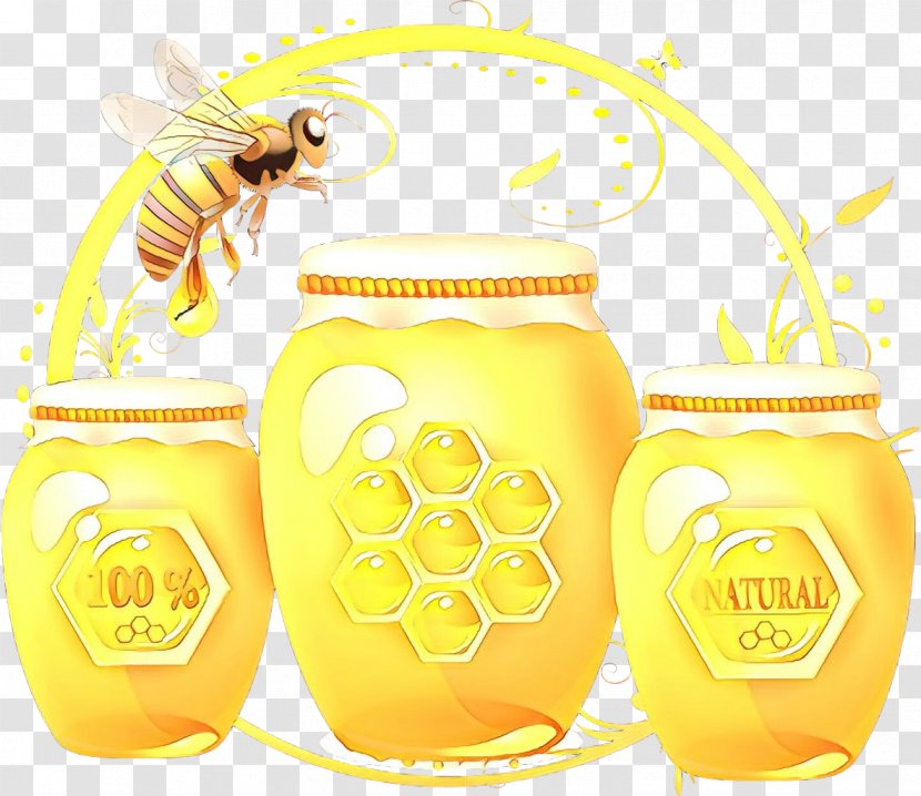 Yellow Mason Jar Clip Art Honeybee Food Storage Containers Transparent PNG