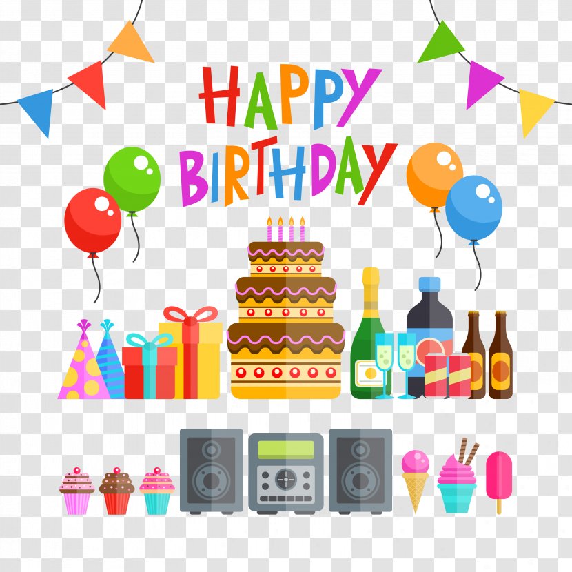 Birthday Cake Party Euclidean Vector - Illustration Material Transparent PNG