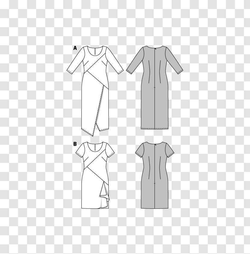 T-shirt Pattern Dress Shoulder Collar - Diagram - Kimono Transparent PNG