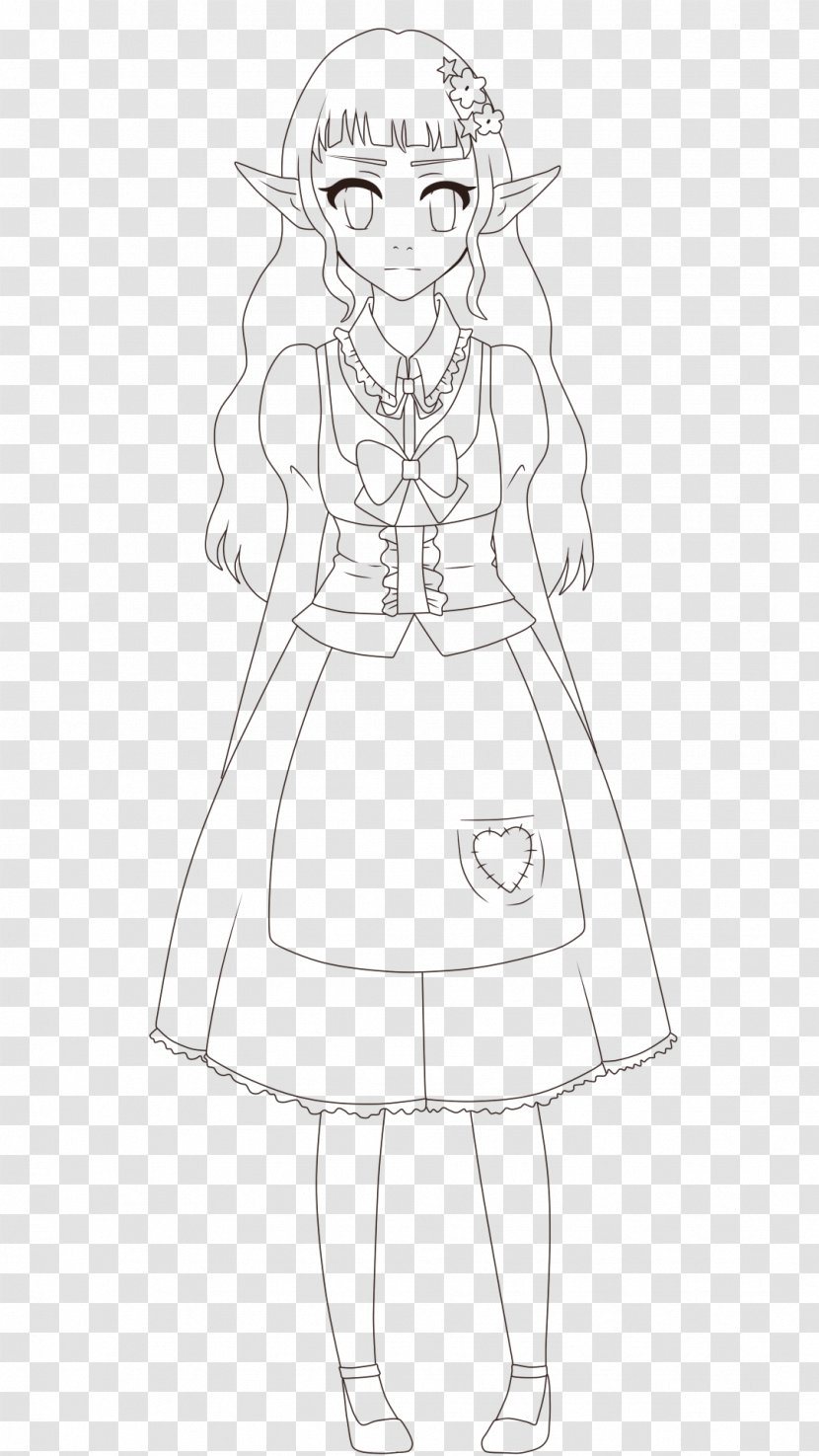 Dress Woman Line Art Cartoon Sketch - Heart Transparent PNG