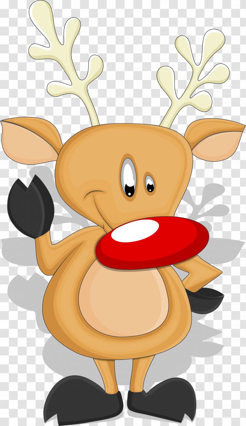 Rudolph Reindeer Santa Claus T-shirt Christmas - Deer Transparent PNG