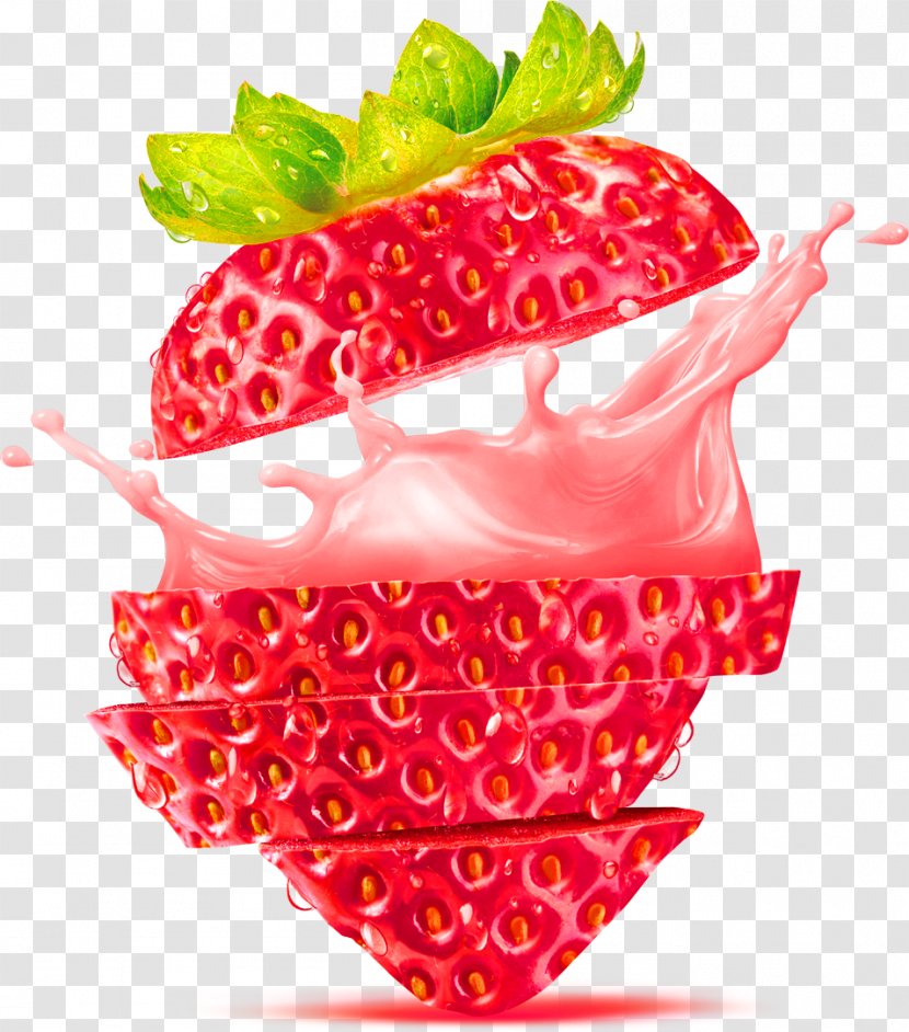 Juice Smoothie Custard Flavor Food - Orange - Red Striped Strawberry Decorative Patterns Transparent PNG