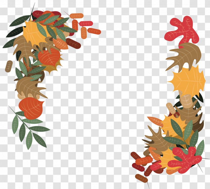 Leaf Illustration - Floral Design - Hand-painted Autumn Leaves Decorative Box Transparent PNG