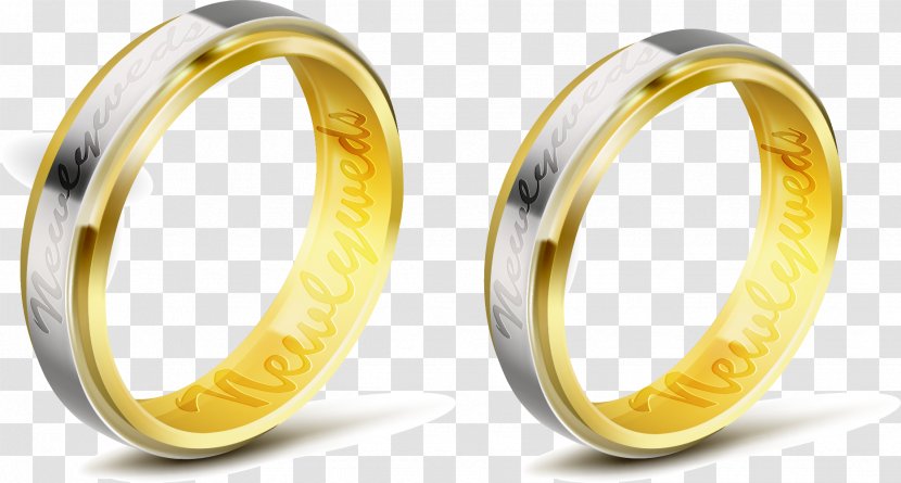 Wedding Ring Euclidean Vector - Yellow - Hand-painted On The Transparent PNG