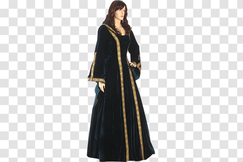 Middle Ages Velvet Dress English Medieval Clothing - Formal Wear - Elven Princess Transparent PNG