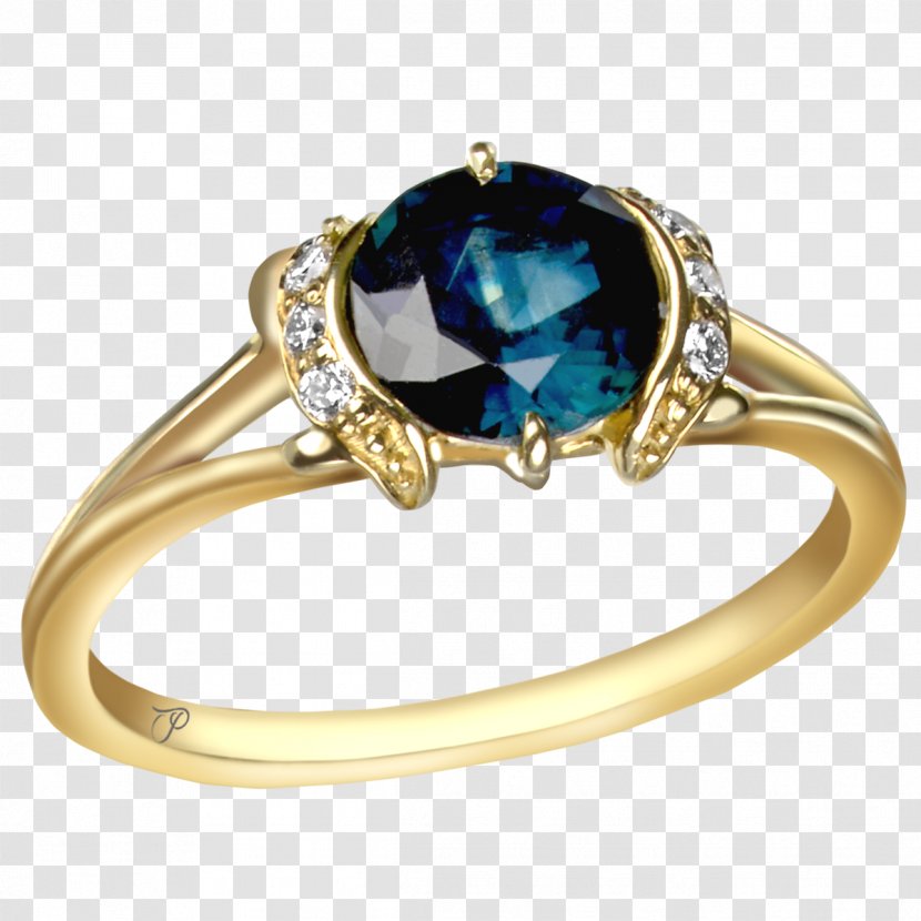 Sapphire Earring Gold Brilliant - Engagement Ring Transparent PNG