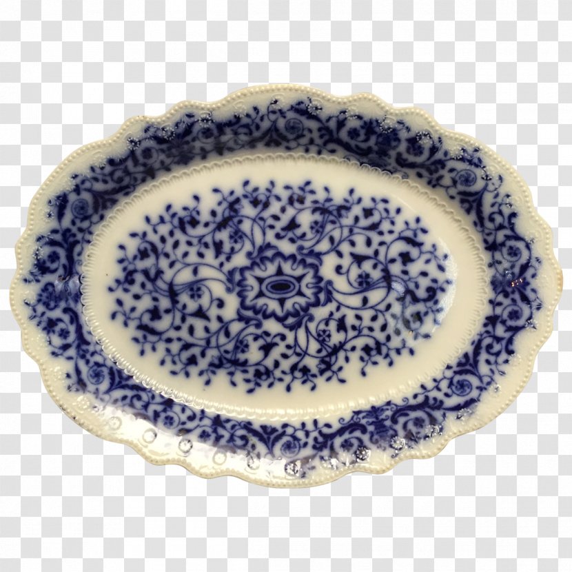 Plate Blue And White Pottery Porcelain Oval Transparent PNG