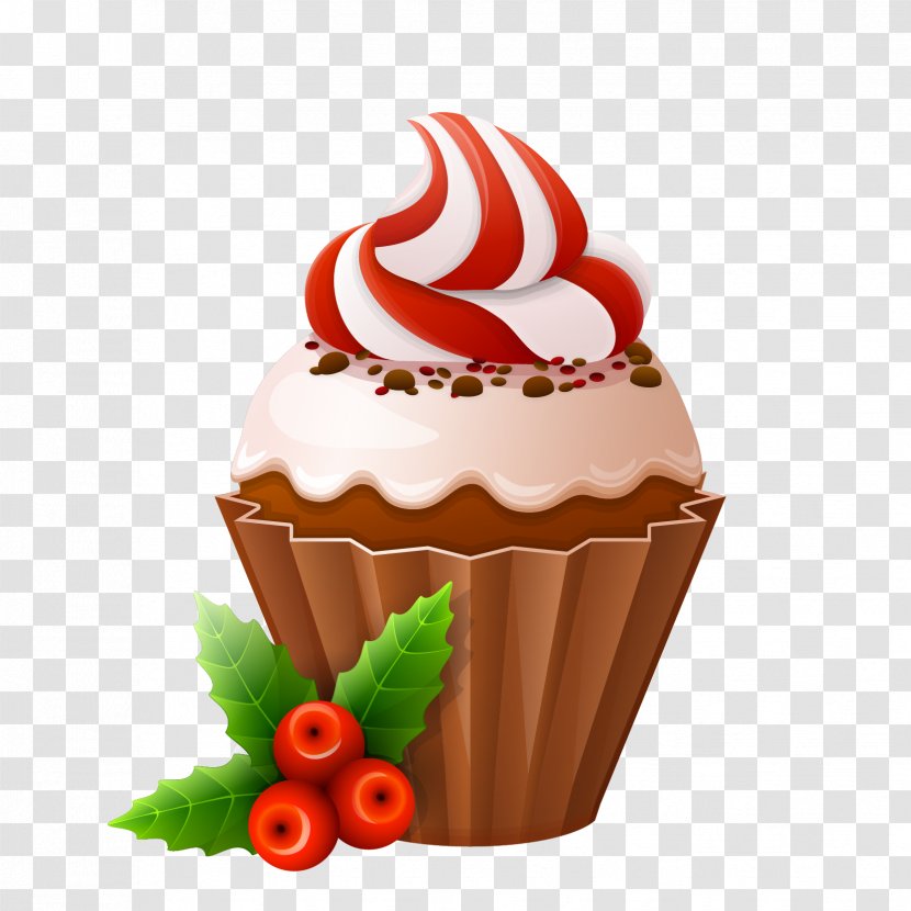 Christmas Cake Cupcake Lebkuchen - Buttercream - Vector Cupcakes Transparent PNG