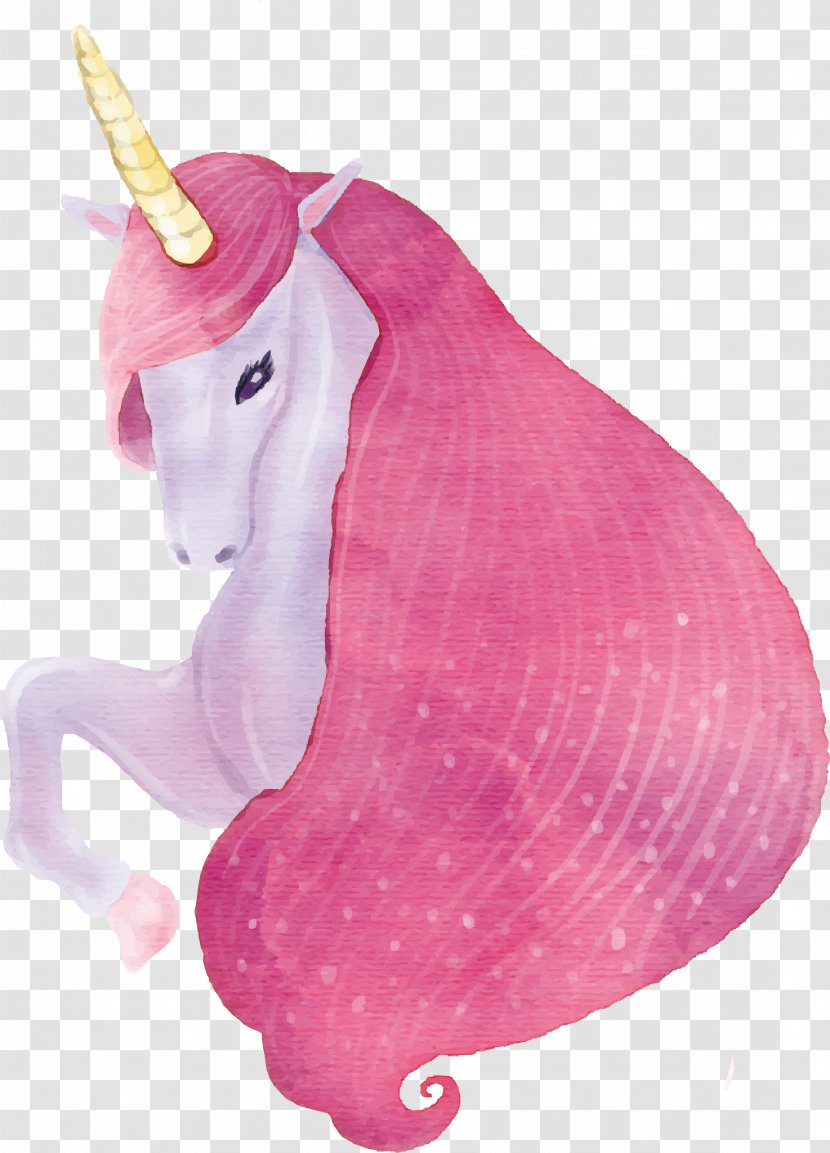 Unicorn Drawing - Magenta - With Pink Hair Transparent PNG
