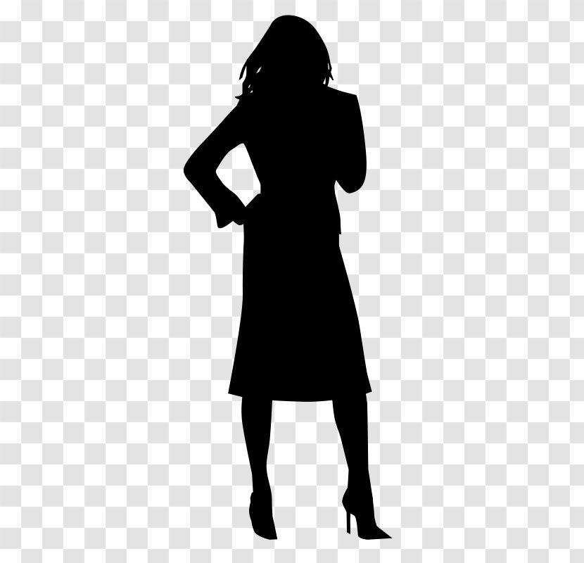 Woman Silhouette Clip Art - Black And White Transparent PNG