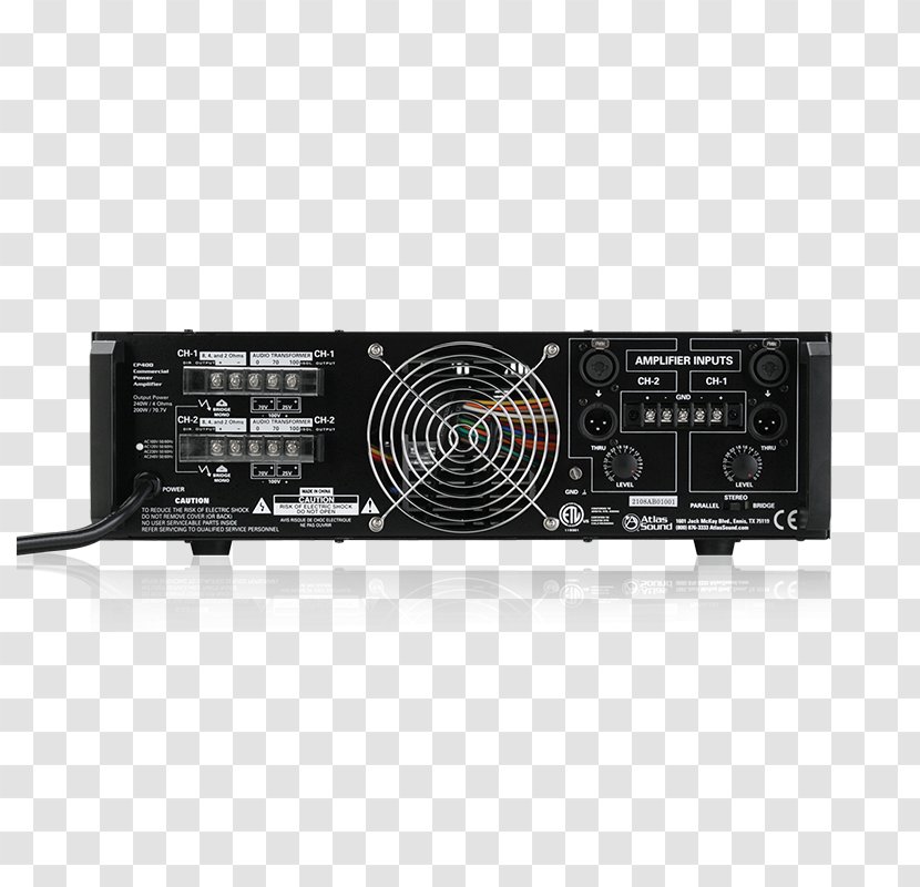 Audio Power Amplifier Atlas Sound Electronics Radio Receiver - Watt Transparent PNG