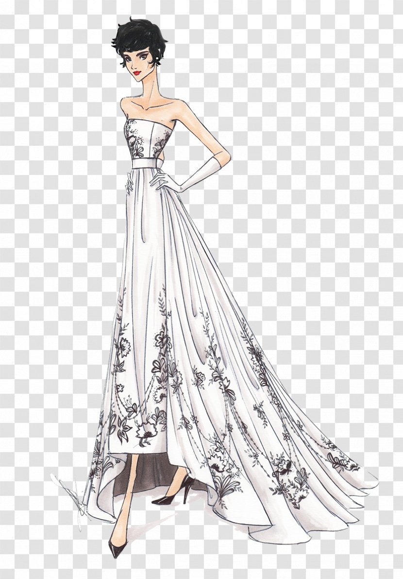 Drawing Fashion Illustration Dress - Silhouette - Hand-painted Wedding Model Transparent PNG