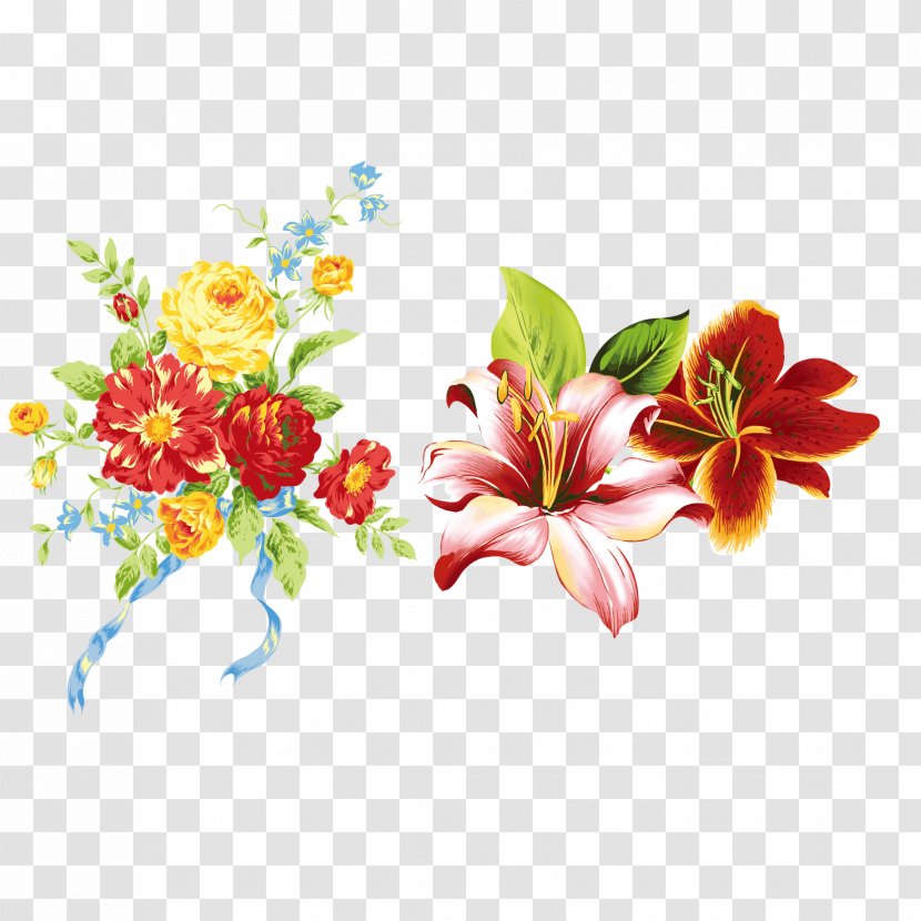 Flower Lilium Daylily Clip Art - Arranging - Beautifully Realistic Rose And Lily Vector Material Transparent PNG