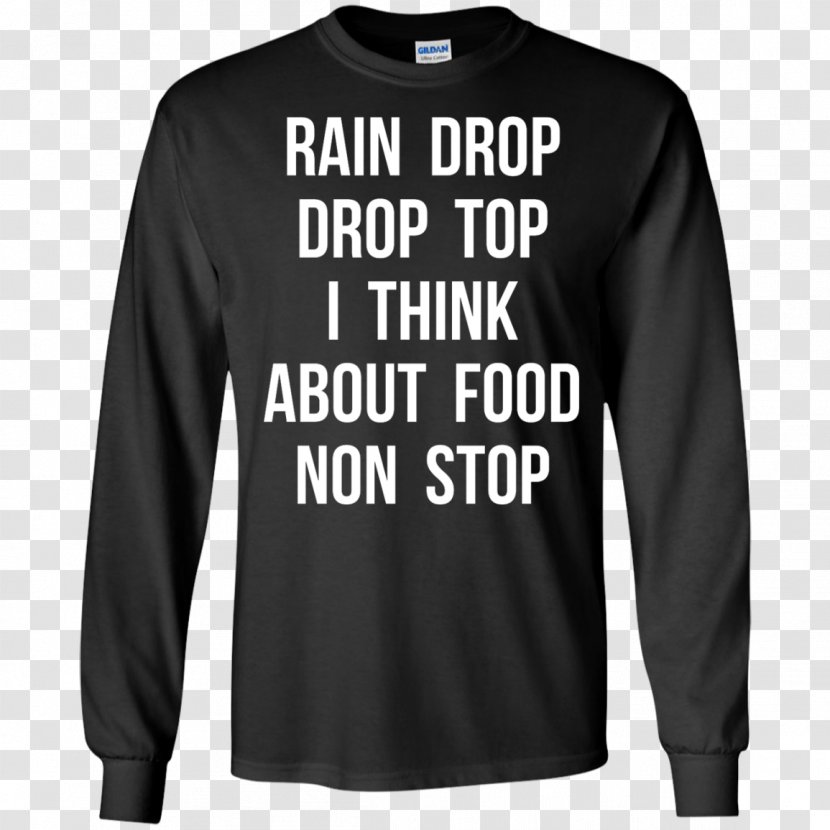 Long-sleeved T-shirt Hoodie Sweater - Black - Rain Drop Transparent PNG