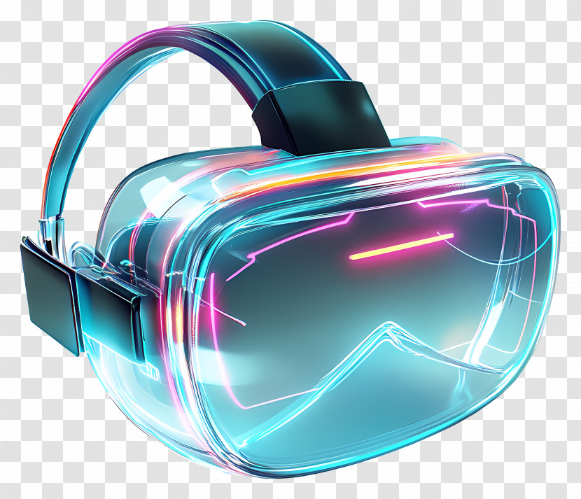 Vr Headset - Futuristic VR Headset With Neon Lights Transparent PNG