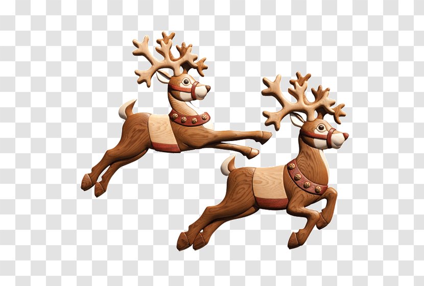 Reindeer Intarsia Santa Claus Wood Carving - Animal Figure Transparent PNG