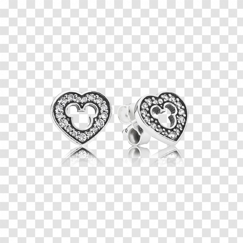 Mickey Mouse Earring Minnie Pandora Cubic Zirconia - Diamond Transparent PNG