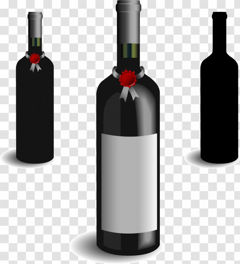 Red Wine Butylka Bottle - Alcoholic Drink - Vector Bottles Transparent PNG