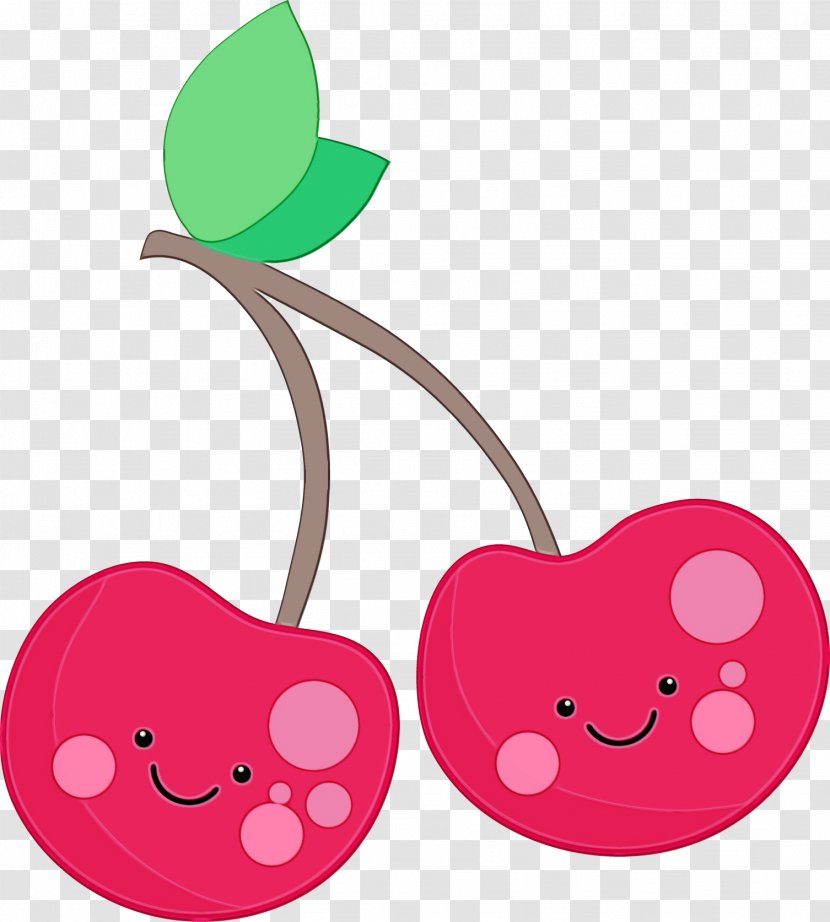 Cherry Pink Clip Art Plant Fruit - Watercolor - Smile Drupe Transparent PNG