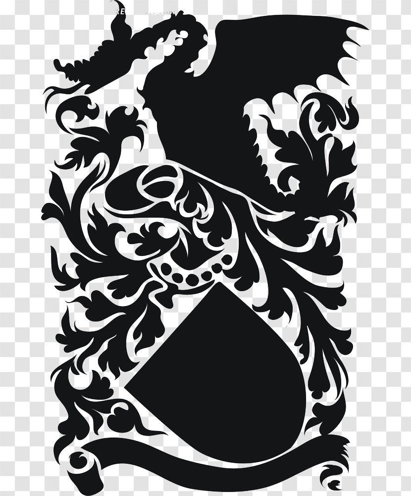 Black And White Download Clip Art - Silhouette - Retro Dragon Transparent PNG