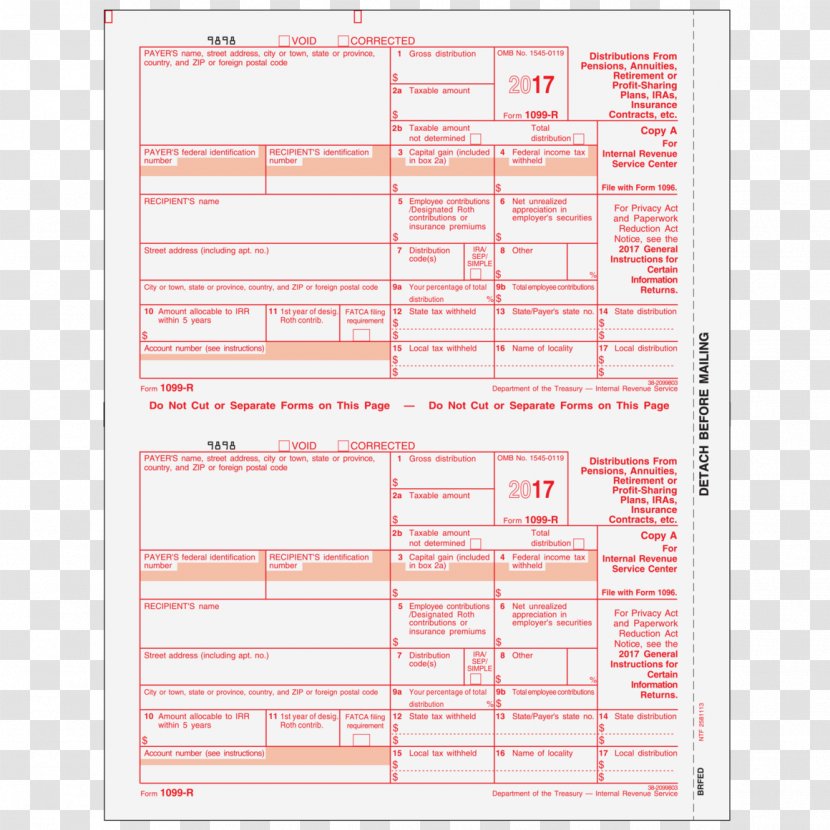 Paper Form 1099-MISC 1096 IRS Tax Forms - Payroll - 1098t Transparent PNG